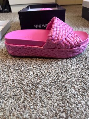 Nine West Hot Pink Braided Platform Slide